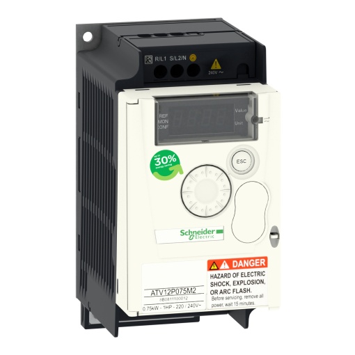 Variador de velocidade ATV12 - 0.75kW - 1hp - 200..240V - 1ph - na placa de base