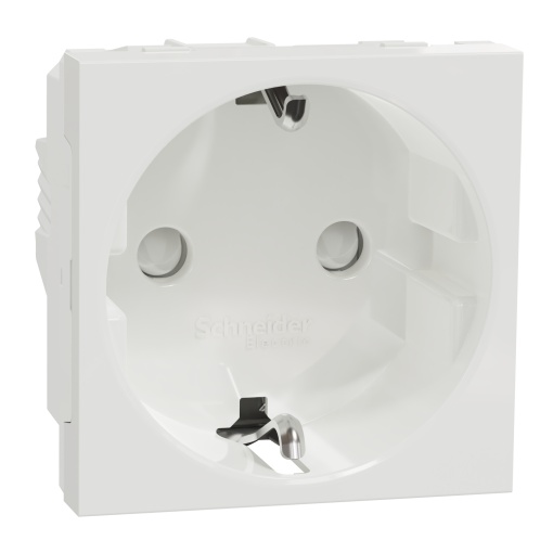 Tomada 2PT com obturadores lig. parafuso, Unica, 16A, Branco