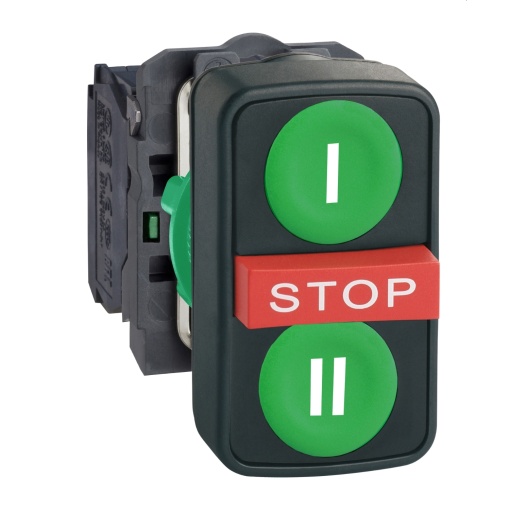 Interruptor triplo 2no  1nc verde  vermelho