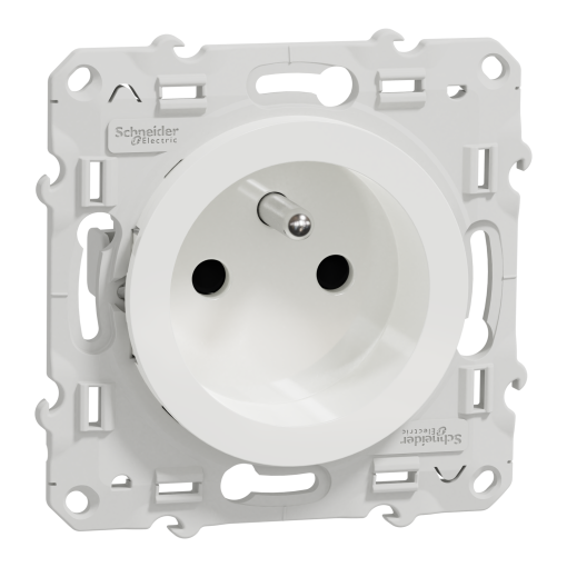 Odace, 1 socket-outlet, 2P  E, shuttered, pin earth, 16 A, white