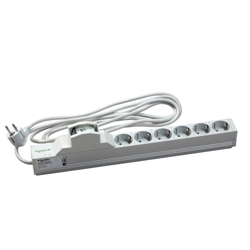 Actassi - 1U power distribution rail - 6 socketscircuit breaker 19P VDE