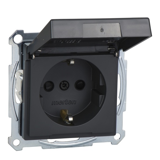 M-Elegance - Tomada 2PT com obturadores e tampa - IP44 - 16A - Antracite