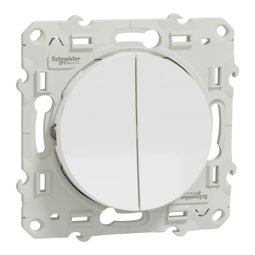 Odace, switch 2 x 1-pole 2-way, 10 AX, white lightable