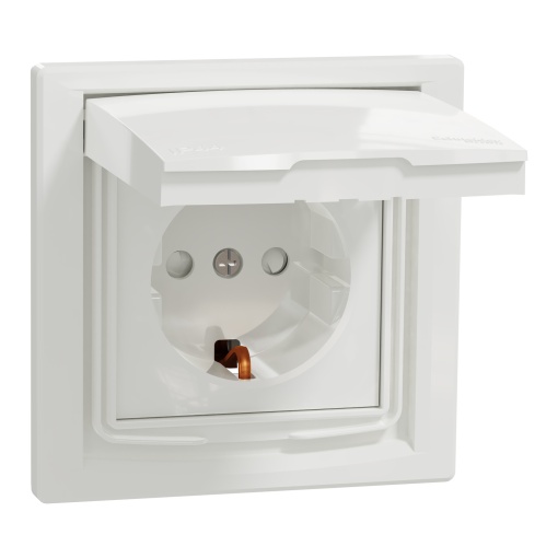 Asfora - Tomada 2PT com tampa e obturadores - 16A - IP44 - Branco