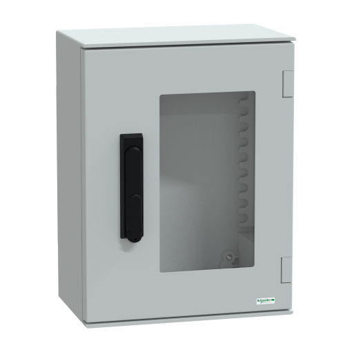 wall-mounting encl. polyester monobloc IP66 430x330x200mm 3p.lock glazed door