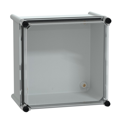 PLS box, polyester rear, transparent PC cover IP66 27x27x18cm