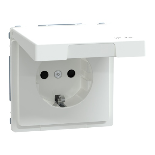 D-Life - Tomada 2PT com obturadores e tampa - IP44 - 16A - Branco