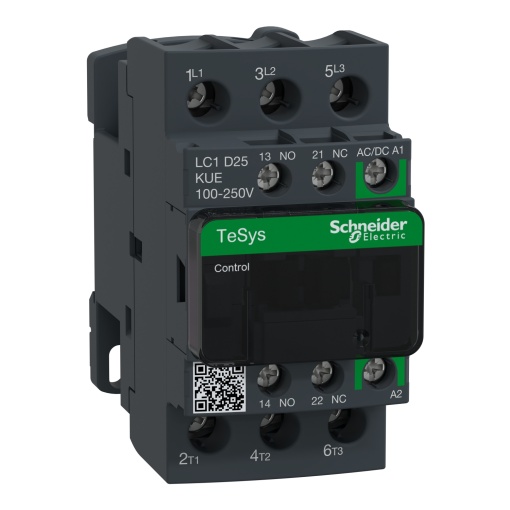 TeSys D contactor 3P 25A AC-3 up to 440V coil 100-250V ACDC