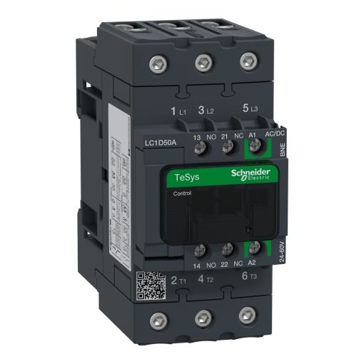 TeSys D contactor 3P 50A AC-3 up to 440V coil 24-60V ACDC EverLink