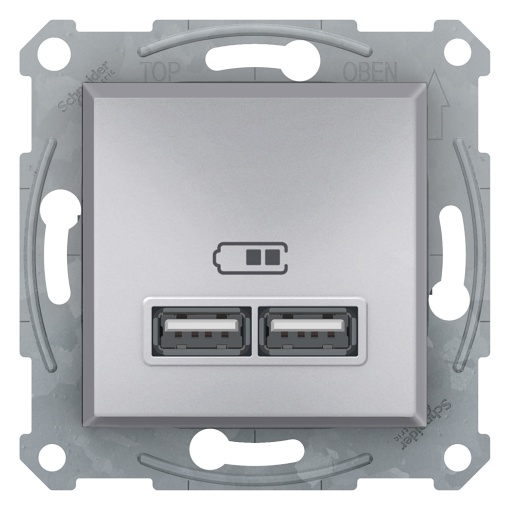 Asfora - Tomada dupla USB carregador - 2.1A - Alumínio