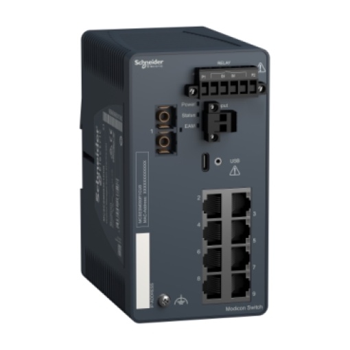 Modicon Managed Switch - 8 portos para cobre  1 port para fibra óptica multimodo