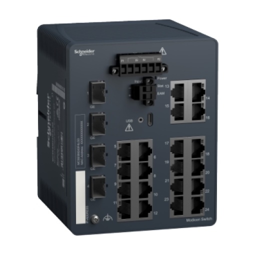 Modicon Managed Switch - 20 ports for copper  4 Gigabit SFP