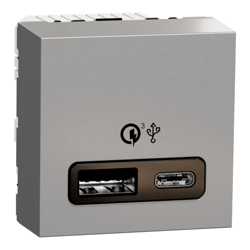 Nova Unica - Tomada 2XUSB AC carregador 18W - Alumínio