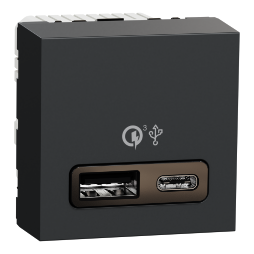 Nova Unica - Tomada 2XUSB AC carregador 18W - Antracite