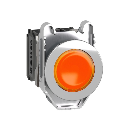 botão flush   luminosous  laranja 1no 24v ac led 1n