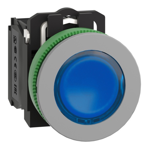 botão flush   luminosous azul 1na1nc col led 24vac