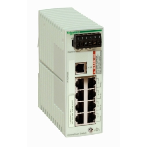 switch de rede, Modicon Networking, gestão básica, 8 portas para cabo de cobre