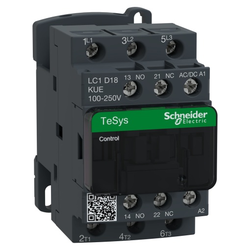 TeSys D contactor 3P 18A AC-3 up to 440V coil 100-250V ACDC