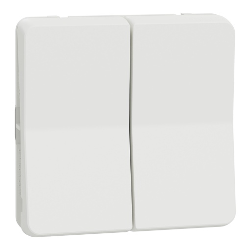 Comutador de escada duplo, Mureva Styl, encastrarsaliente, IP55, 10A, Branco