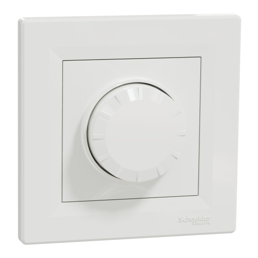 Regulador rotativo, Asfora, Multiwire, LED, 230 V, 370 W, com quadro, branco