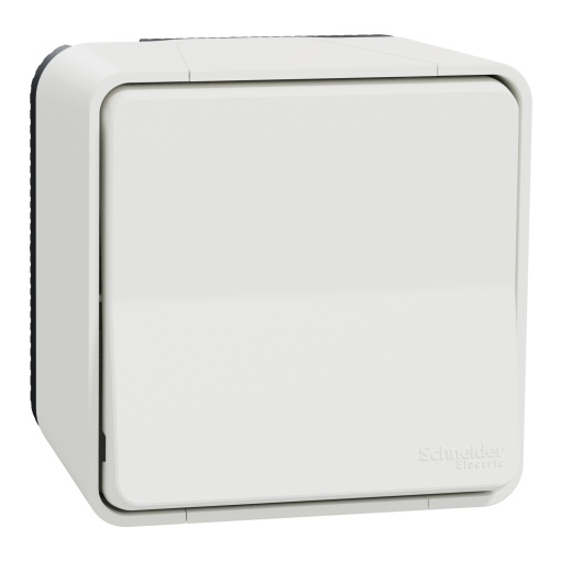 Botão de pressão monobloco, Mureva Styl, saliente, IP55, 10A, Branco