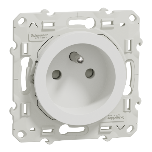 Odace, 1 socket-outlet, 2P  E, shuttered, pin earth, 16 A, white