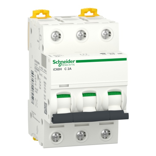 Acti9 iC60H - Disjuntor - 3P - 2A - Curva C - 10000A IEC 60898-1 - 70 kA IEC 60947-2