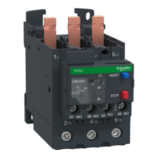 Relé térmico de sobrecarga, TeSys Deca, 690 VCA, 62 a 80 A, 1 NA  1 NF, classe 10 A, parafuso EverLink BTR