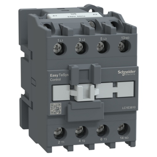 Contator, Easy TeSys Control, LC1E, 3P 3NO, AC-3AC-3e, 440 V, 38 A, bobina de 240 V CA, 50 Hz, 1 contacto auxiliar NO