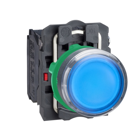Botão de pressão iluminado azul ø 22  mola encastrada - 24 v - 1no1nc