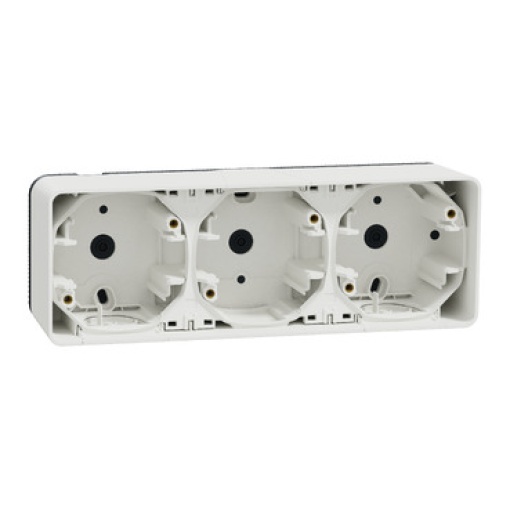 Caixa de superfície horizontal 3 elem., Mureva Styl, IP55, Branco