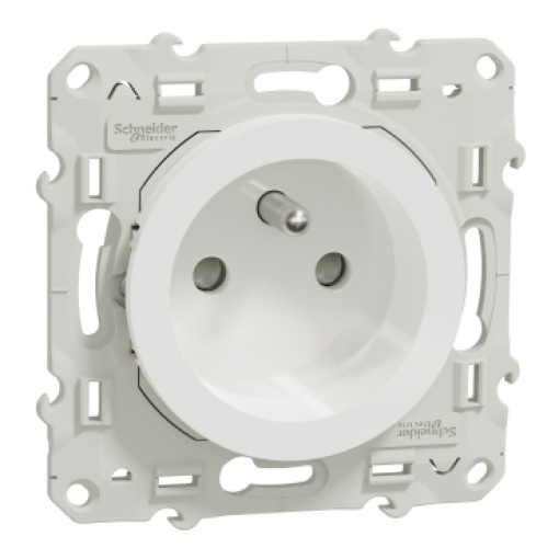 Odace, 1 socket-outlet, 2P  E, shuttered, pin earth, 16 A, white