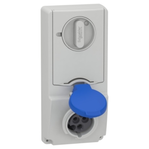 Unika interlocked socket - 16 A - 2P  E - 200...250 V AC - IP44 - panel
