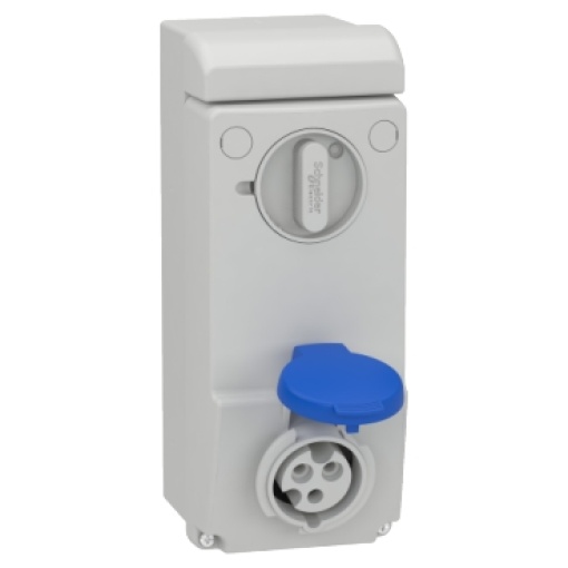 Unika interlocked socket - 16 A - 2P  E - 200...250 V AC - IP44 - wall