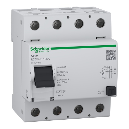 Interruptor diferencial 4P 125A 30mA 415V classe A