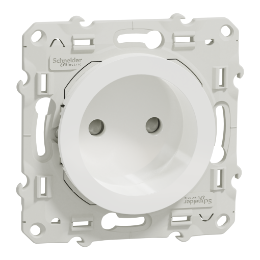 Odace - Tomada 2P com obturadores por parafuso - 16A - Branco