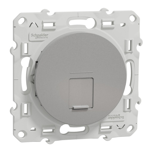 Odace, data socket, 1 socket, RJ45 cat.6 STP, aluminium