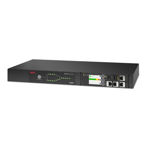 Chave de transferência automática de rack NetShelter da APC, 1U, 16A, 230V, 2 C20 IN, 8 C13, 1 C19 OUT, 5060Hz