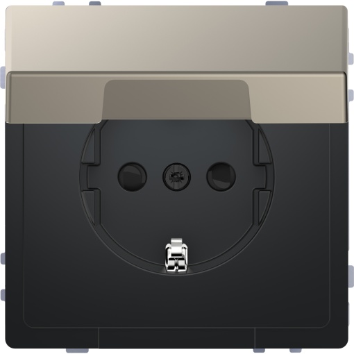 D-Life - Tomada 2PT com obturadores e tampa - 16A - Metal níquel