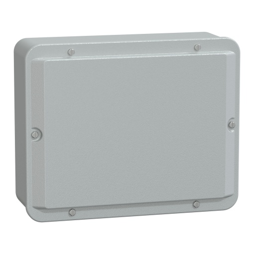 Caixa industrial de metal - cobertura básica baixa - H256xW206xD93 - IP55 - cinzento RAL 7035