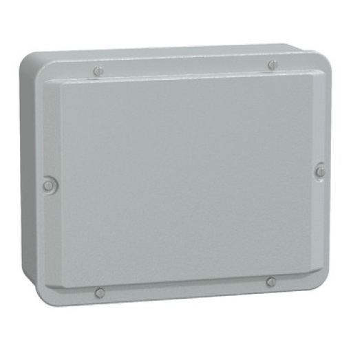 Caixa industrial de metal - cobertura básica baixa - H256xW206xD93 - IP55 - cinzento RAL 7035