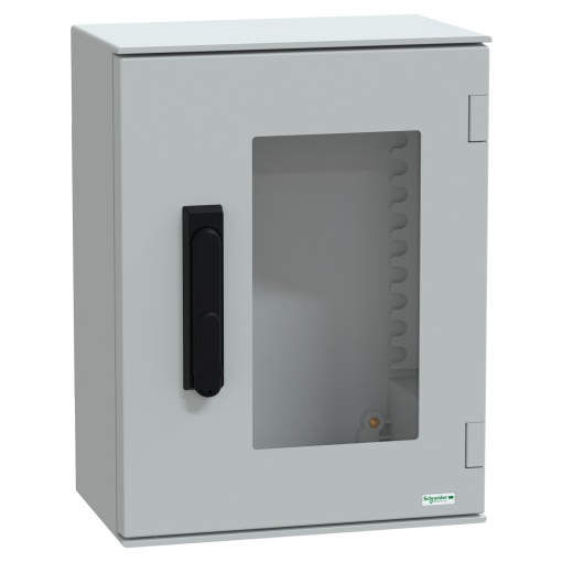 wall-mounting encl. polyester monobloc IP66 430x330x200mm 3p.lock glazed door