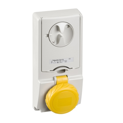 Unika interlocked socket - 16 A - 2P  E - 100...130 V AC - IP65 - panel