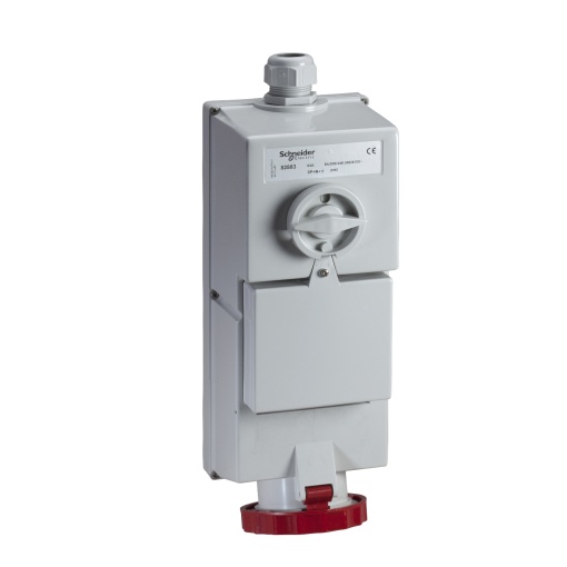 Isoblock interlocked socket - 63 A - 3P  N  E - 380...415 V AC - IP65 - wall