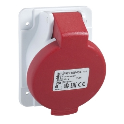 PratiKa socket - fast - angled - 16A - 2P  E - 380...415 V AC - panel