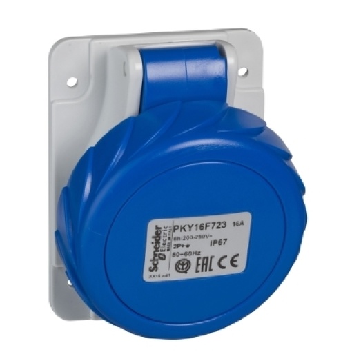 PratiKa socket - fast - angled - 32A - 3P  E - 200...250 V AC - panel