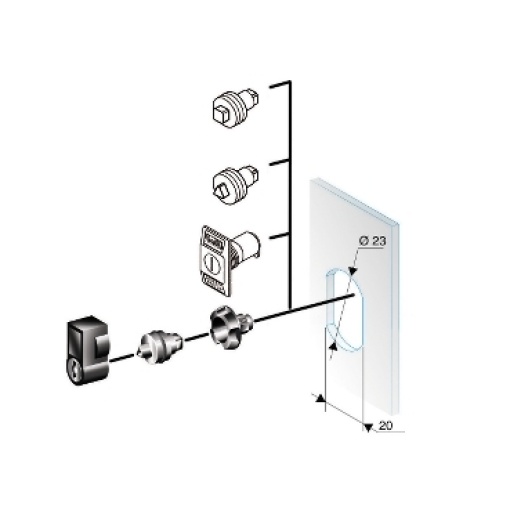 Triangular lock insert 8mm, chromed. For Spacial CRN and Thalassa PLM enclosures