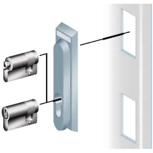 taping device for retractable handle of 3 point lock PLM or PLD-for manual use