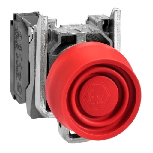 Botão de pressão vermelho ø 22  mola - 1 nc - atex