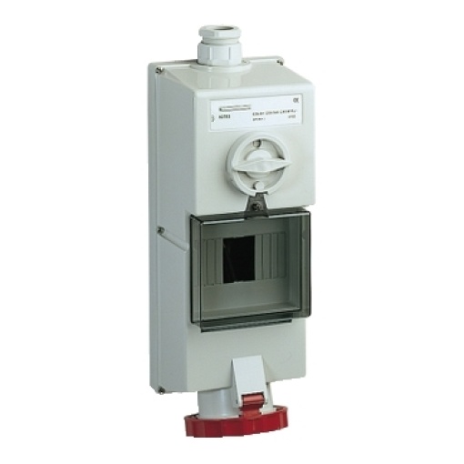 Isoblock interlocked socket - 63 A - 3P  N  E - 380...415 V AC - IP65 - wall